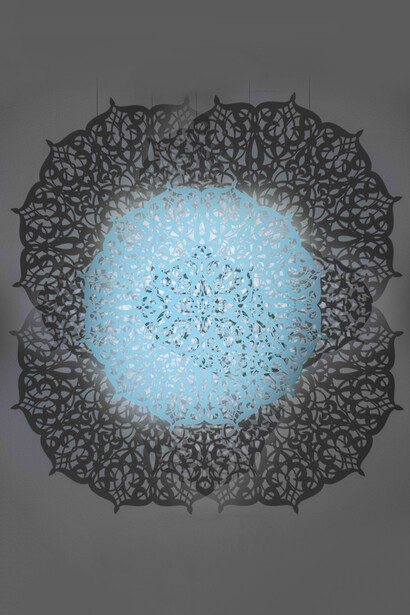 Anila Quayyum Agha, Tear drop (after Robert Irwin) (Seafoam) (installation view) (detail), 2016/2018. Courtesy of Frist Art Museum