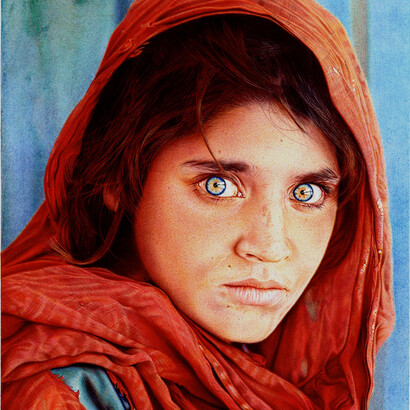 Samuel Silva, *Afghan girl*, inspirada na célebre fotografia de Steve McCurry