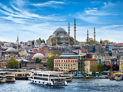 Istanbul, a famous city in Turkey straddling Asia and Europe