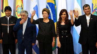 Evo Morales, José Mujica, Vilma Rousseff, Cristina Fernández de Kirchner y Rafael Correa, expresidentes de Bolivia, Uruguay, Brasil, Argentina y Ecuador respectivamente