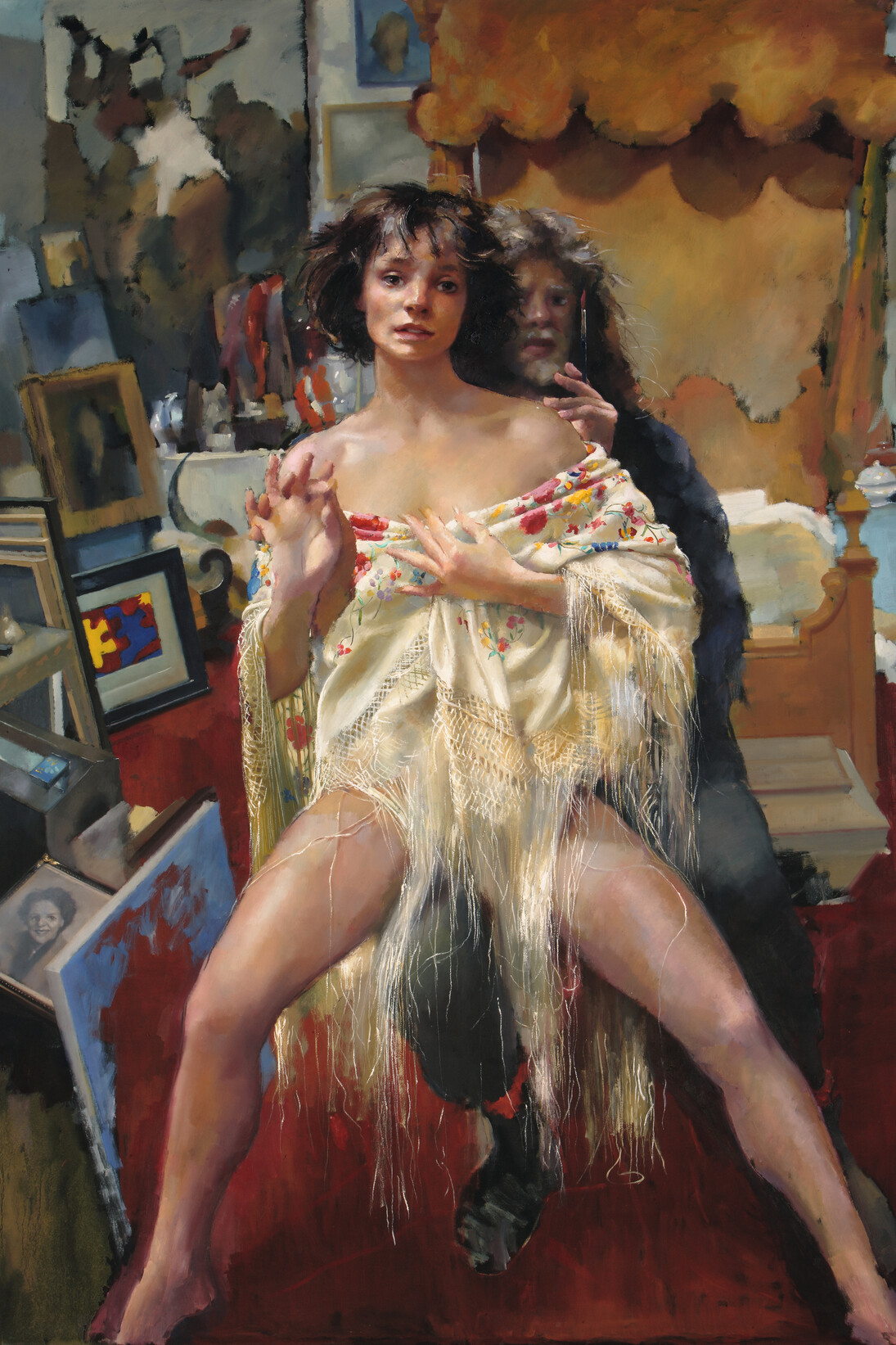 Robert Lenkiewicz, ‘The Painter with Benedikte’, project: The Painter with Women: Observations of the Theme of the Double 1988, oil on canvas, 70 7/8 x 48 in/180 x 122 cm