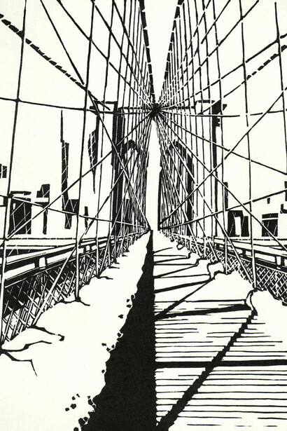 Anne Desmet, Brooklyn Bridge: Snow Light, 2015