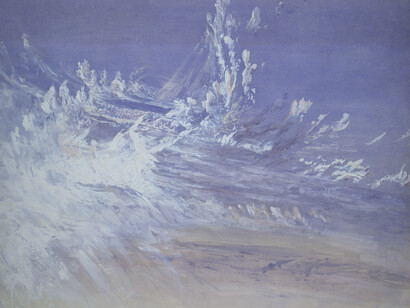 John Ruskin, Study of Clouds in Turner’s “Campo Santo, Venice”, 1859-60, Watercolour and bodycolour on pale grey wove paper; 35.7 x 46.7 cm, The Ashmolean Museum, Oxford. Presumably presented by John Ruskin to the Ruskin Drawing School (University of Oxford), where it was first recorded in 1906