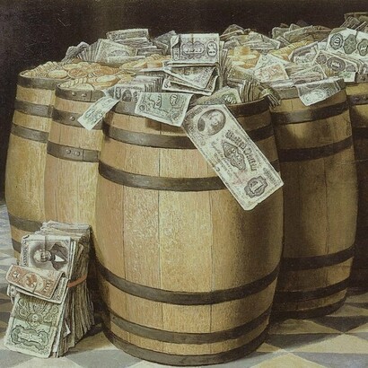 Victor Dubreuil, "Dinero para quemar", óleo sobre lienzo, 1893