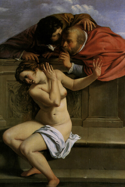 Artemisia Gentileschi; Susana y los viejos, 1610, Castillo Weissenstein, Pommersfelden,  Alemania (detalle)