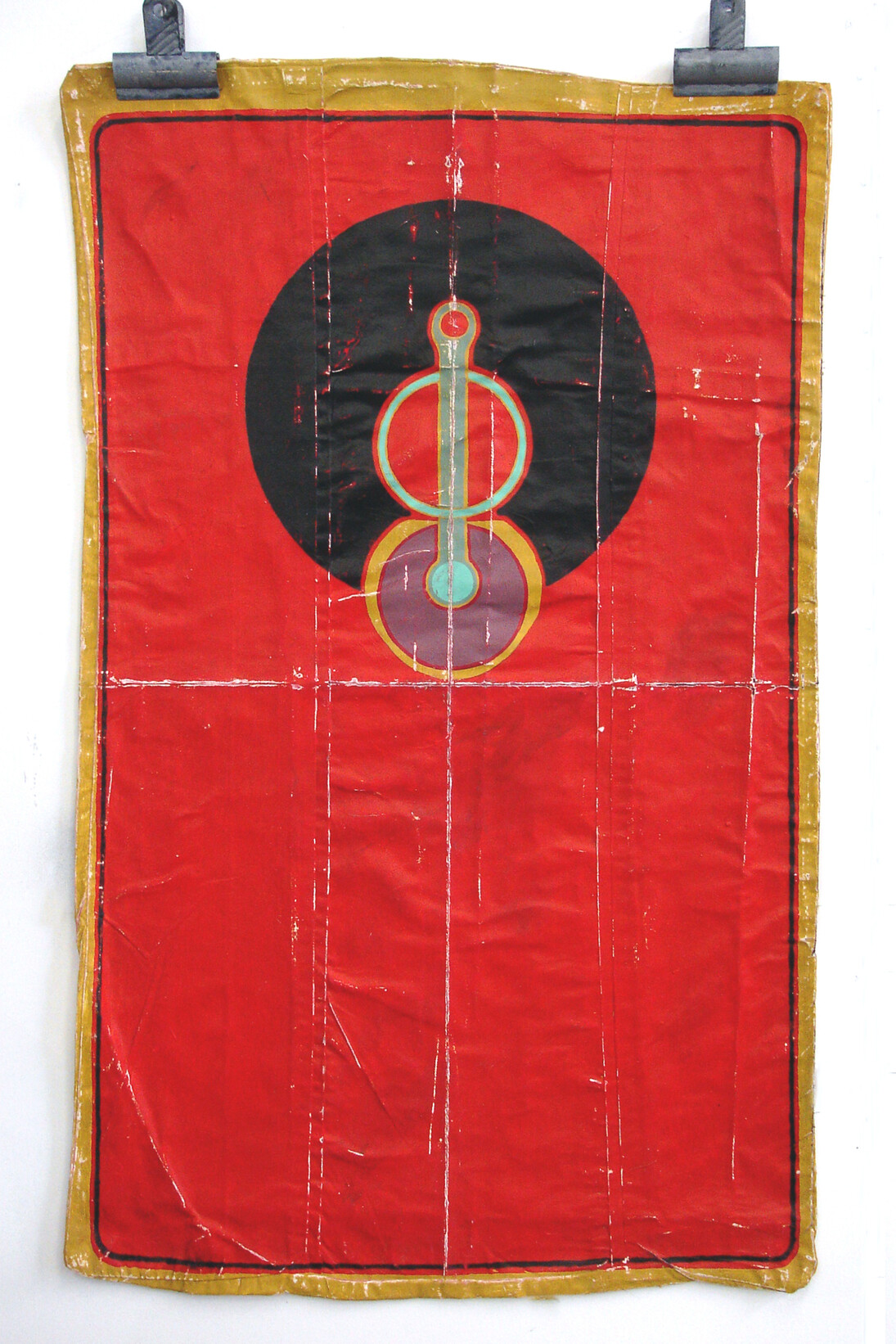 Tim Ellis, United in Different Guises CLXXXV, 2014, Acrylic, varnish, cotton, and bulldog clips, 76 x 45 cm