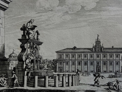 G. B. Falda, fontana di piazza San Giovanni in Laterano, sec. XVII, Roma, Italia