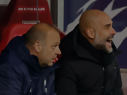 UEFA Champions League: RB Leipzig vs. Manchester City FC. Pictured from left: Rodolfo Borrell (Manchester City assistant coach) and Josep 'Pep' Guardiola Sala (Manchester City head coach)