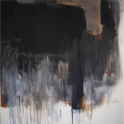Rachel Marie, Grey Horizons, 2024, Acrylic and pastel crayons on framed canvas, 48 x 48 in. Courtesy of the artist and bG Gallery
