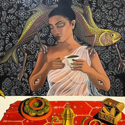 Farah Billah, The table, with friends (detail), 2026. Courtesy of Ogden Museum of Southern Art