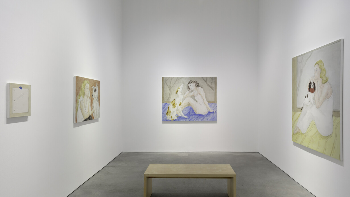 Tanya Merrill, What does the dog say? Exhibition view. Courtesy of 303 Gallery