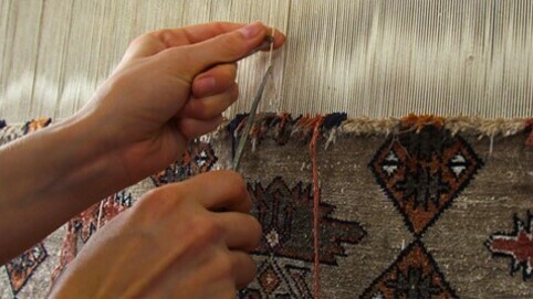 Silk carpet under construction
