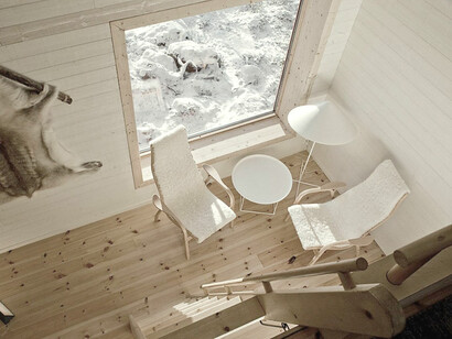 Vista superior del diseño interior del Treehotel ubicado en Harads, Suecia