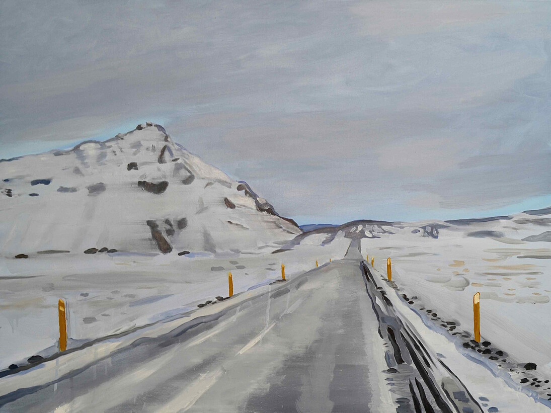 Charlie Masson, Icelandic Landscape (Route 54), olio su tela, 76x101cm