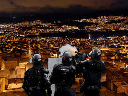 El Escuadrón Móvil Antidisturbios dispara en una población de la ciudad de Bogotá