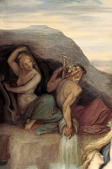 Peter von Cornelius, Hagen hunde el tesoro de los Nibelungos (1859, detalle)