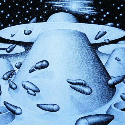 Wyland's world, charcoal on paper - 40 x 30cm - Mark Weighton 1998