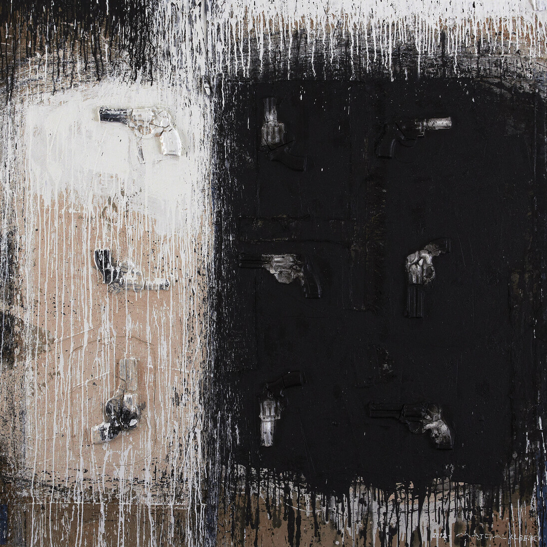 Abdul Karim Majdal Al Beik, Night & Day, 2012, Mixed media on canvas, 150 x 150 cm