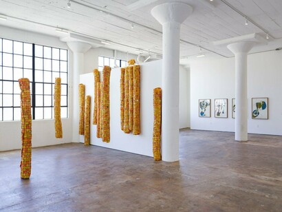 Installation View, Serge Attukwei Clottey, Tetteh Nteni, 2024. Courtesy of Simchowitz Gallery