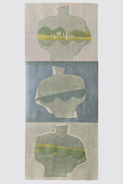 Karin Bruckner, Thevesselsweare, 2023. Oil Monotype Chine Collé On White Bfk Rives Printmaking Paper Hand Pulled By Artist On Etching Press, 30 X 22 Inches;33 X 25 Inches. Courtesy of Susan Eley Fine Art