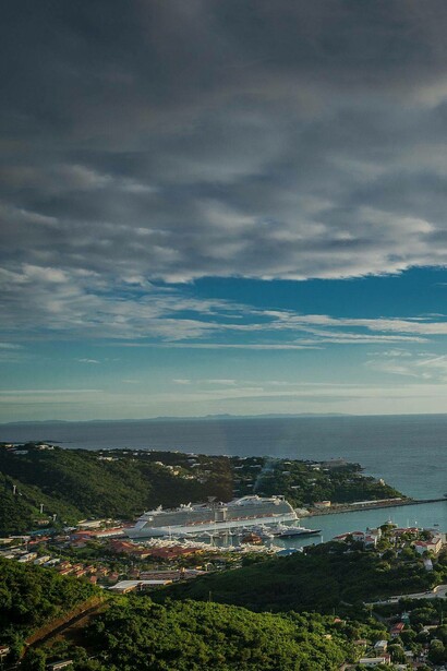 Evening view of Charlotte Amalie, St. Thomas, US Virgin Islands
