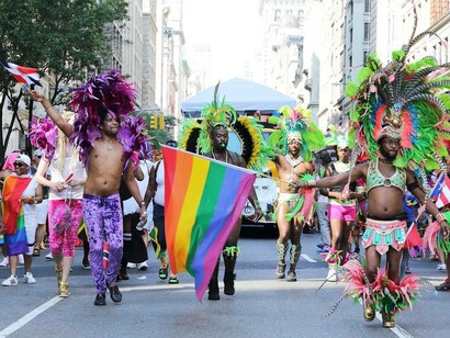 A pride march parade for the LGBTQ+ community where people who identify as trans, gay, and lesbian get to celebrate