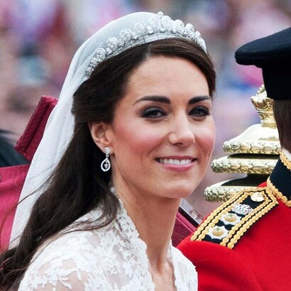 The Halo Tiara worn by Duchess Kate Middleton on the day of her wedding 