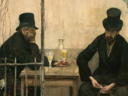 Jean-François Raffaëlli; Los bebedores de absenta, Fine Arts Museums of San Francisco (detalle)