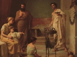 John William Waterhouse. Bambino malato al tempio di Esculapio, 1877