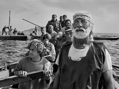 Sebastião Salgado, Traditional tuna fishing ritual La Mattanza, Trapani, Sicily, Italy, 1991, gelatin silver print, 50 x 68 inches/127 x 172.7 cm © Sebastião Salgado/Amazonas Images
