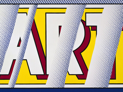 Roy Lichtenstein (1923-1997), Reflections: Art, 1988
Oil and Magna on canvas, 112.4 x 193.7 cm (44 1/4 x 76 1/4 in.), Artist Rooms National Galleries of Scotland and Tate. Lent by The Roy Lichtenstein Foundation Collection 2015 © Estate of Roy Lichtenstein/DACS 2015
