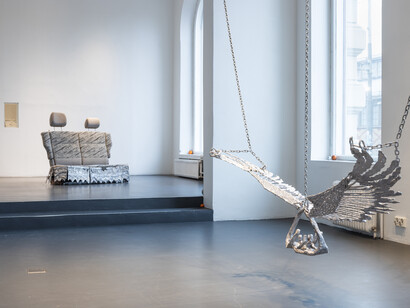 Maija Fox and Valo Vairio, A base for a crane, exhibition view. Courtesy of Galleria Sculptor