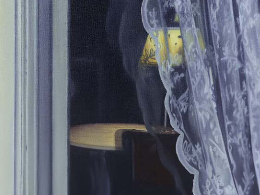 Cait Porter, Window at 12:30 am (detail), 2022, Oil on linen, 40 x 30 in. Courtesy of the artist and JDJ Gallery