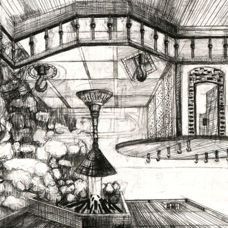 La terre s'ouvre, 2015
Pierre noire, fusain et graphite sur papier 50 x 65cm. Detail