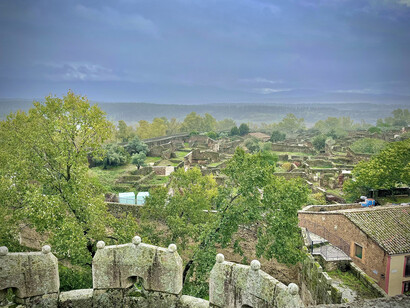 Vista de Granadilla, Extremadura, España, desde el castillo