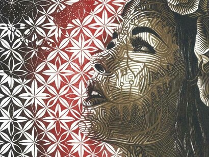 Alex Carmona, La Salida (The Exit), 2021, Five color reduction woodcut printed on archival Japanese rice paper. Courtesy of the artist

