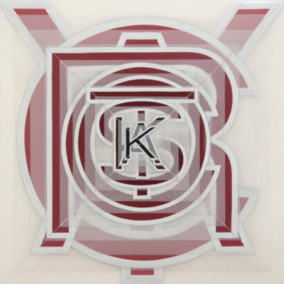 Joe Amrhein, Kakistocracy, 2017, enamel on mylar, 23 1/2 x 23 1/2 inches framed. Courtesy of Brian Gross Fine Art