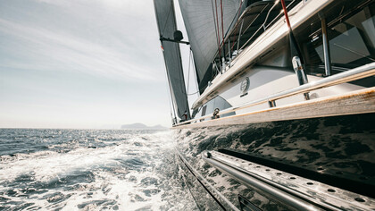 Luxury sailing yacht in Porto Cervo, Sardinia, Italy