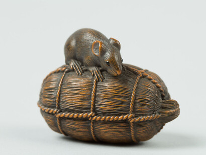 Netsuke of Rat on a Bale of Rice
mid-19th century
Japan