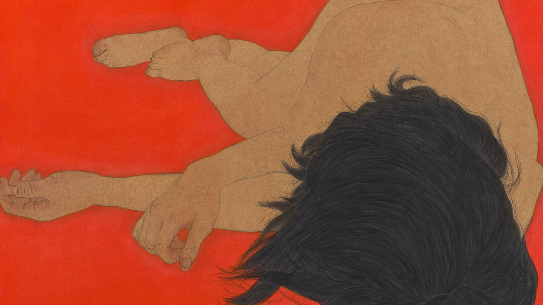 Seung Ah Paik, Infatuate, Pigment, rabbit skin size and charcoal on canvas, 120 x 160 x 3.8 cm, 2010 