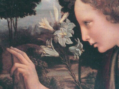  Leonardo da Vinci,  Annunciazione, dettaglio