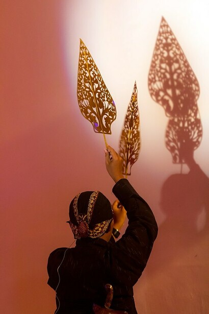 A  colorful and cultural performance at the History of Java Museum with shadow puppets in Yogyakarta, Indonesia 