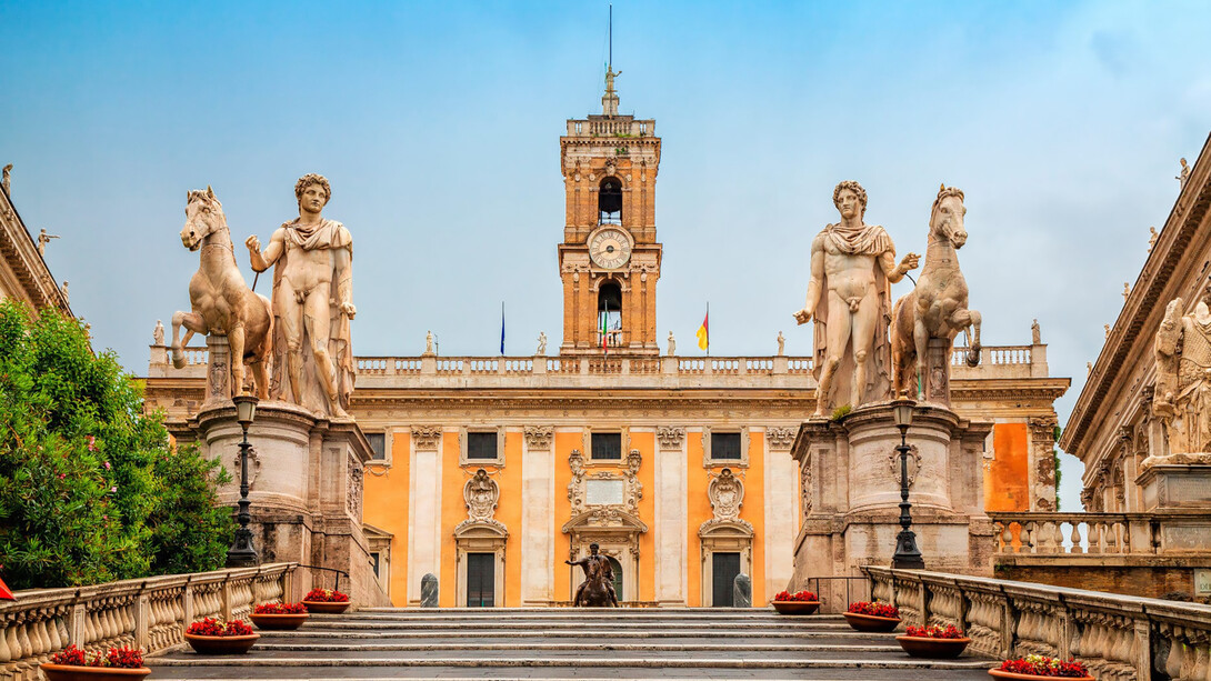 Capitoline hill Campidoglio is one of the Seven Hills of Rome Italy. Rome-architecture and landmark. View of the Capitoline Hill