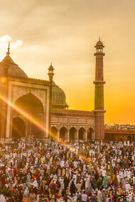 The Jama Masjid Mosque where thousands of believers gather in Delhi, India