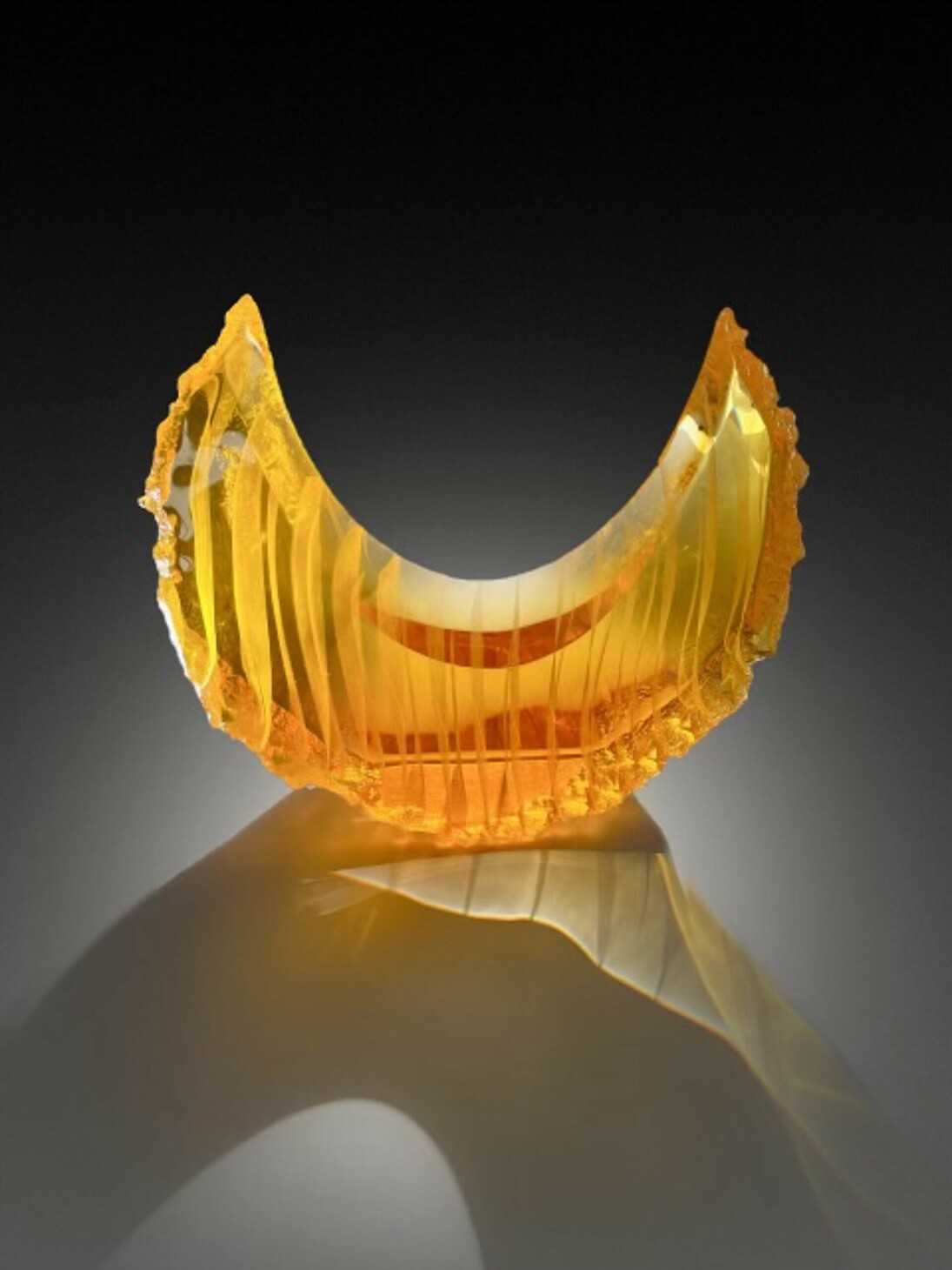 Alex Gabriel Bernstein, Gold Sun Half Moon, 2023, cast and cut glass, 17x18x4 inches