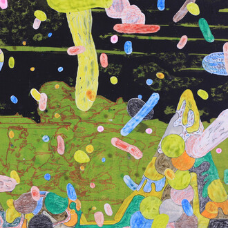 Graeme Todd, The Grips, 2015, mixed media on panel, 22.5 x 30 cm