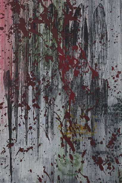 Jacqueline Humphries, JH6122, 2023 (detail). Courtesy the artist; Greene Naftali, New York; Modern Art, London; and
Galerie Gisela Capitain, Cologne.
Photo by Simon Vogel