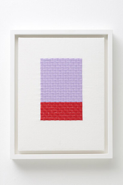 Kirstie Macleod, Quantum I, 2014, Embroidery with ceramic dipped thread on cotton, Image: 23 x 30 cm, Framed: 27.5 x 34 cm