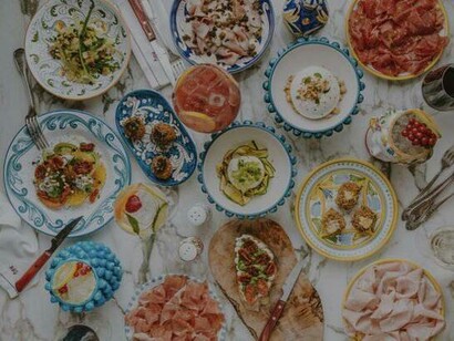 Antipasti food art that is both colorful and clean