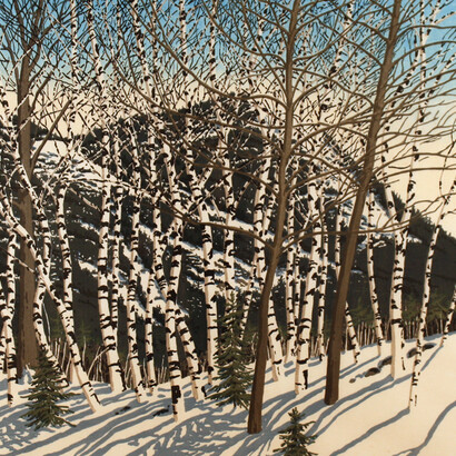 Neil Welliver, Birches, 1982-1983. Courtesy of Alexandre Gallery